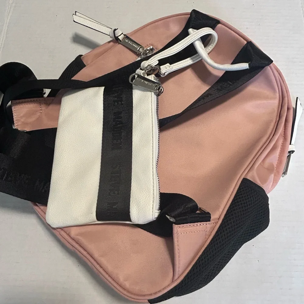 Steve Madden Blush Backpack Striped Pouch NWT